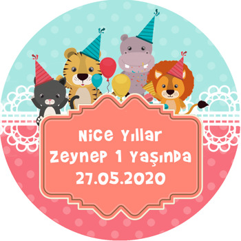 Sevimli Parti Hayvanları Temalı Sticker