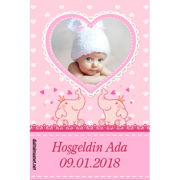 Sevimli Pembe Fil Temalı Hoşgeldin Bebek Magnet