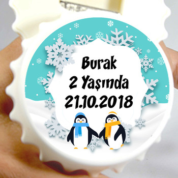 Sevimli Penguen Temalı Kapak Şekilli Magnet Açacak