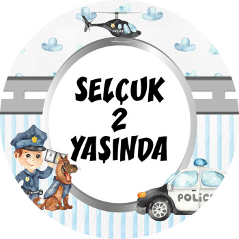 Sevimli Polis ile Köpeği Temalı Akrilik Daire Magnet