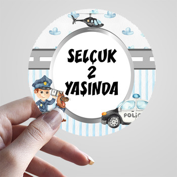 Sevimli Polis ile Köpeği Temalı Sticker