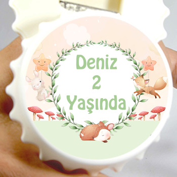 Sevimli Soft Hayvanlar ile Yaprak Çerçeve Temalı Kapak Şekilli Magnet Açacak