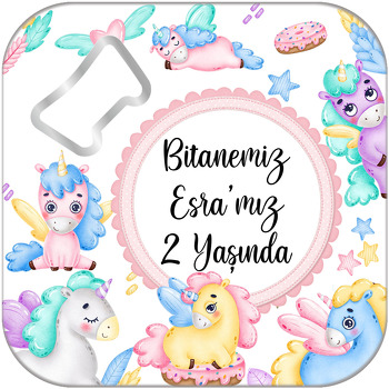 Sevimli Soft Unicorn Temalı Kare Magnet Açacak