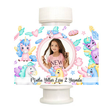 Sevimli Soft Unicorn Temalı Köpük Baloncuk Etiketi