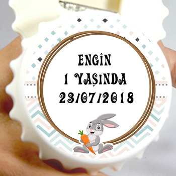 Sevimli Tavşan Temalı Kapak Şekilli Magnet Açacak