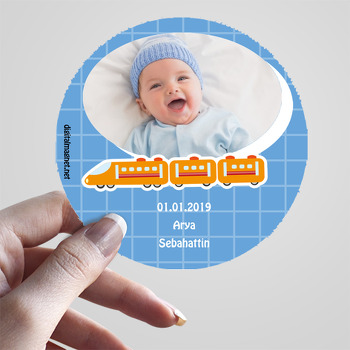 Sevimli Tren Temalı Hoşgeldin Bebek Sticker