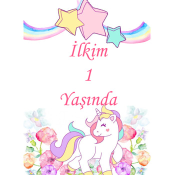 Sevimli Unicorn Temalı Doğum Günü Afiş