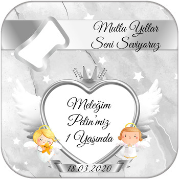 Silver Angel Temalı Kare Magnet Açacak