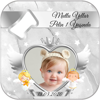 Silver Angel Temalı Resimli Kare Magnet Açacak