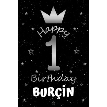 Silver Taç ile Bir Yaş Happy Birthday Temalı Doğum Günü Afiş