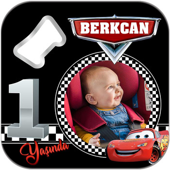 Şimşek Mcqueen 1 Yaş Temalı Kare Magnet Açacak