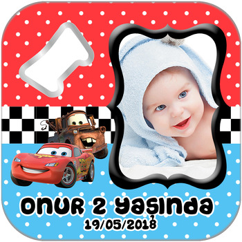 Şimşek Mcqueen 2Temalı Kare Magnet Açacak