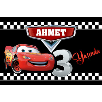 Şimşek Mcqueen 3 Yaş Temalı Doğum Günü Afiş