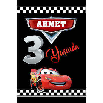 Şimşek Mcqueen 3 Yaş Temalı Doğum Günü Afiş