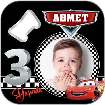 Şimşek Mcqueen 3 Yaş Temalı Kare Magnet Açacak