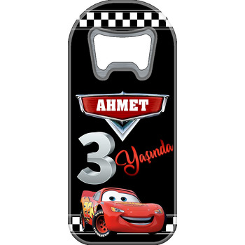 Şimşek Mcqueen 3 Yaş Temalı Uzun Doğum Günü Magnet Açacak