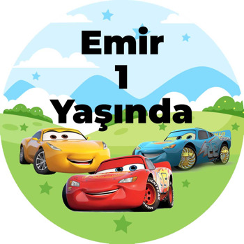 Şimşek Mcqueen Orman Temalı Akrilik Daire Magnet