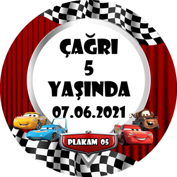 Şimşek Mcqueen Sahne Temalı Akrilik Daire Magnet