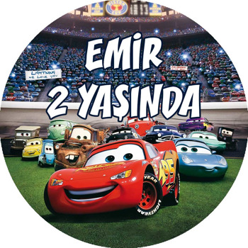 Şimşek Mcqueen Stadyum Temalı Akrilik Daire Magnet