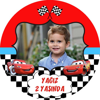 Şimşek Mcqueen Temalı Akrilik Daire Magnet