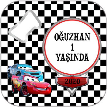 Şimşek Mcqueen Temalı Kare Magnet Açacak