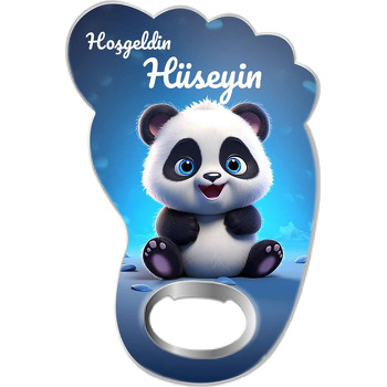 Şirin Panda Mavi Fon Temalı Ayak İzi Magnet Açacak