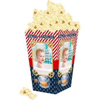 Şişede Gemi ile Denizci Temalı Popcorn Kutusu