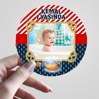 Şişede Gemi ile Denizci Temalı Resimli Sticker