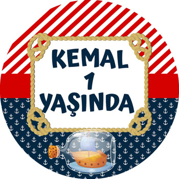 Şişede Gemi ile Denizci Temalı Sticker