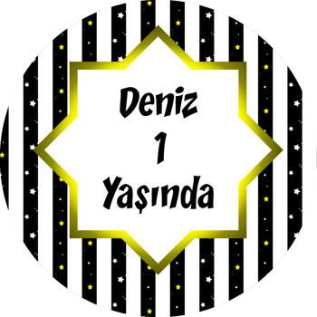 Siyah Beyaz Yıldız Temalı Parti Sticker