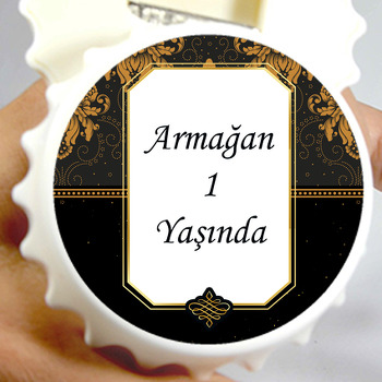 Siyah Damask Temalı Kapak Şekilli Magnet Açacak