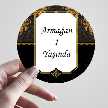 Siyah Damask Temalı Parti Sticker