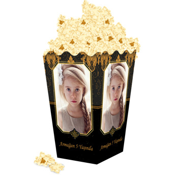 Siyah Damask Temalı Popcorn Kutusu