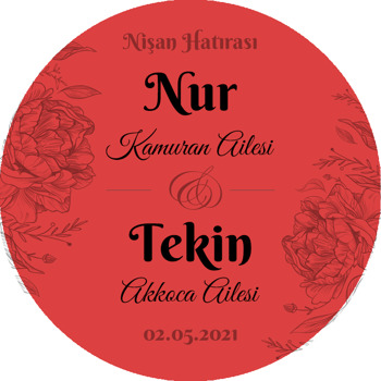 Siyah Gül Çizimi Kırmızı Fon Temalı Sticker