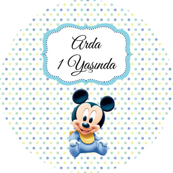 Soft Bebek Mickey Mouse Temalı Akrilik Daire Magnet