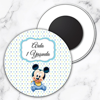 Soft Bebek Mickey Mouse Temalı Daire Plastik Magnet