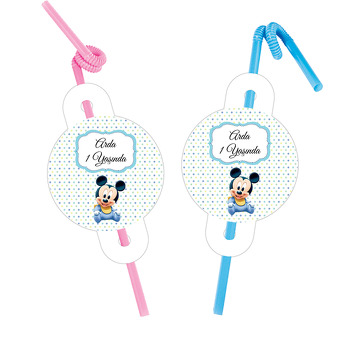 Soft Bebek Mickey Mouse Temalı Pipet ve Kartı