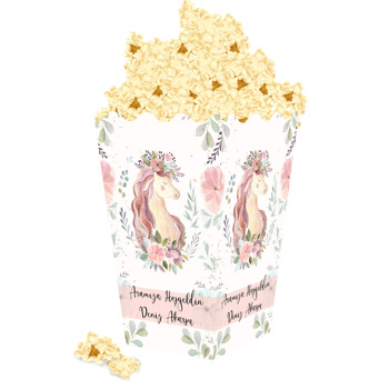 Soft Çiçekli Unicorn Temalı Popcorn Kutusu