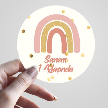 Soft Gökkuşağı ile Gold Puantiyeler Temalı Sticker