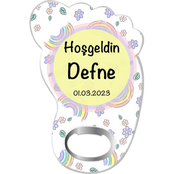 Soft Gökkuşağı ile Minik Çiçek Desen Temalı Ayak İzi Magnet Açacak