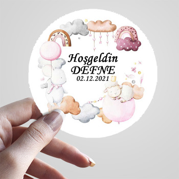 Soft Kuzu ile Balonlu Fare Temalı Sticker