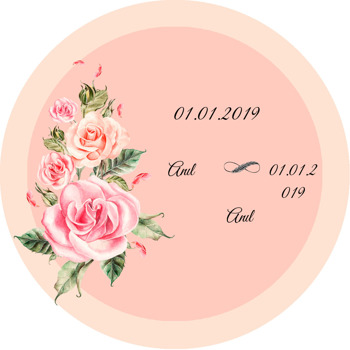 Soft Pembe Çiçek Temalı Söz Nişan Nikah Sticker