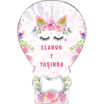 Soft Pink Unicorn Temalı Balon Magnet Açacak