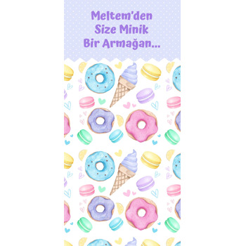 Soft Renklerle Donut Macaron ile Dondurma Temalı Hediyelik Kart