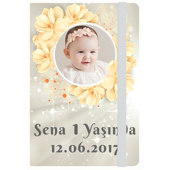 Soft Sarı Çiçekler Temalı Doğum Günü Kişiye Anı Özel Defter