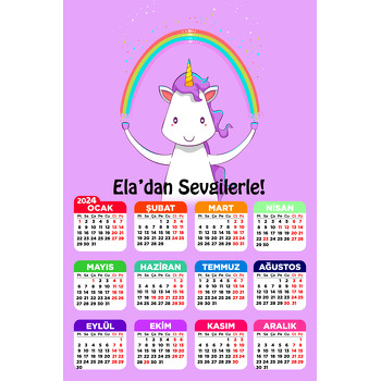 Soft Unicorn Gökkuşağı Temalı Takvim Magnet