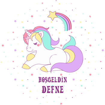 Soft Unicorn ile Yıldızlar Temalı Akrilik Daire Magnet