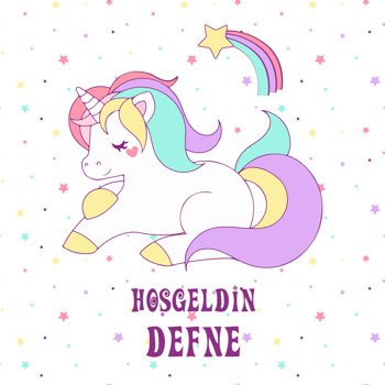 Soft Unicorn ile Yıldızlar Temalı Kare Doğum Günü Parti Afiş