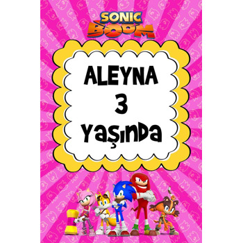 Sonic Boom Pembe Temalı Doğum Günü Magnet