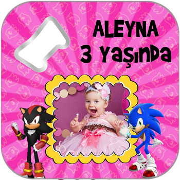 Sonic Boom Pembe Temalı Kare Magnet Açacak